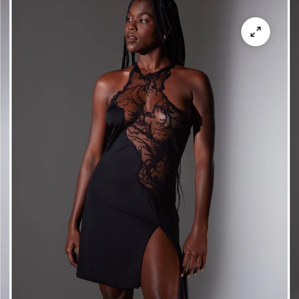 Thistle and Spire Black Chemise with Sheer Lace